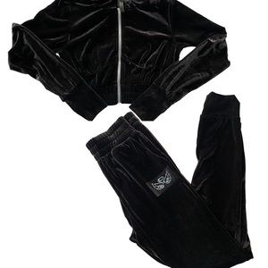 Brown Velour Rhinestone Tracksuit